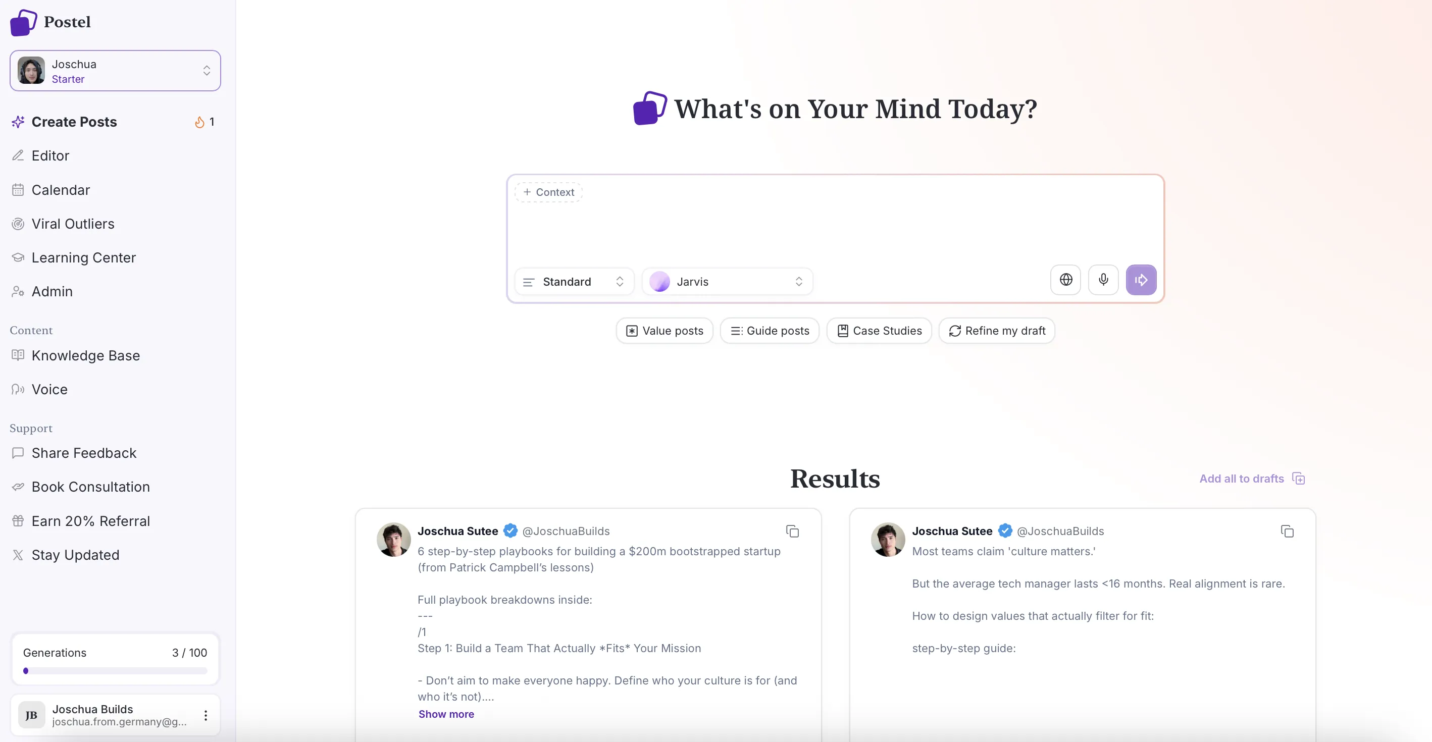 Create Posts Starting View