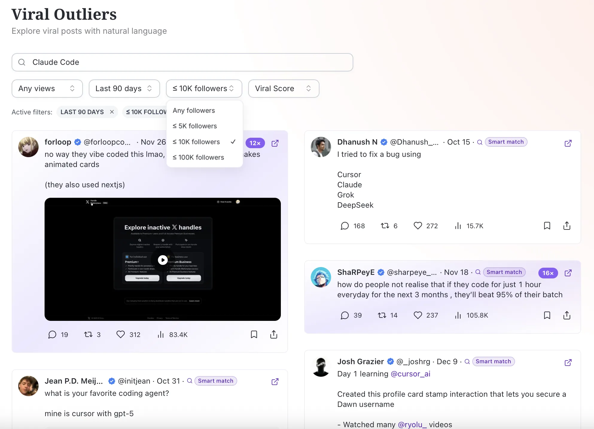 Follower Count Filter