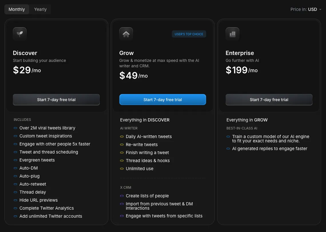 Tweet Hunter Pricing