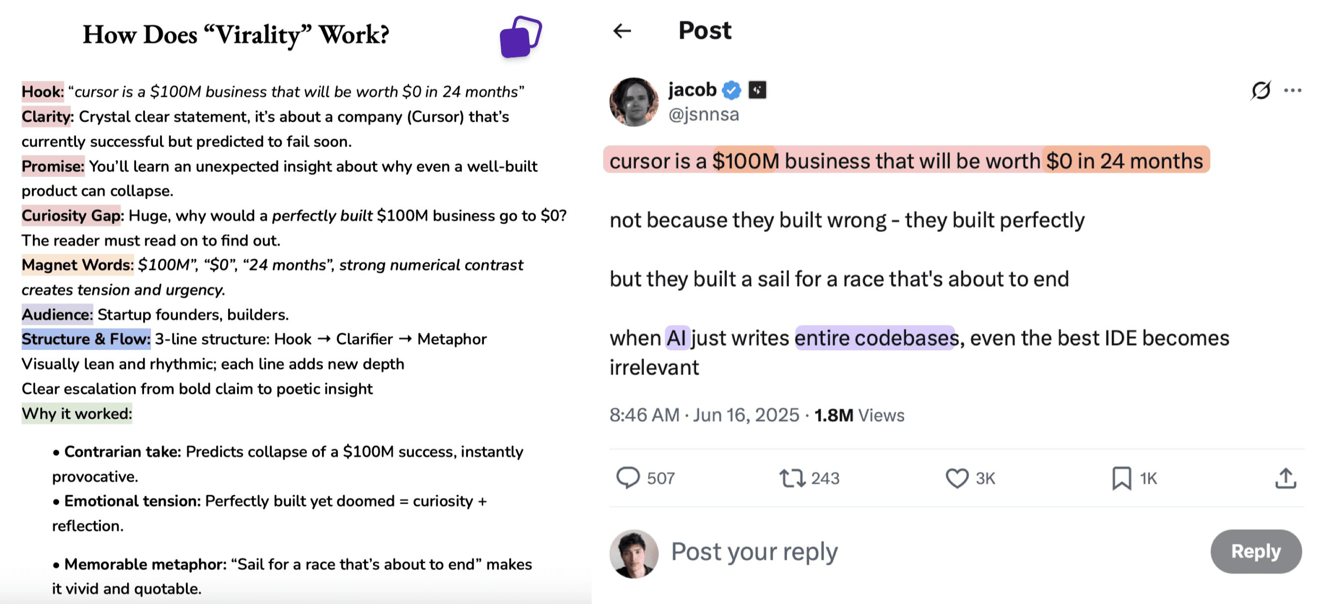 Jacob's tweet about Cursor